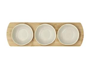 Bambusbakke med 3 skåle Shoku 32x10 cm Soft Beige