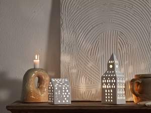 Kähler Urbania lysthus kirketårn i 20 cm højde i hvid